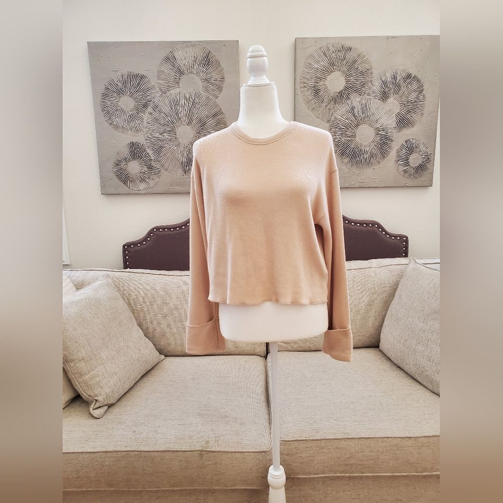 Zara Cropped Sweater With Cuffed Sleeves Sz Sm